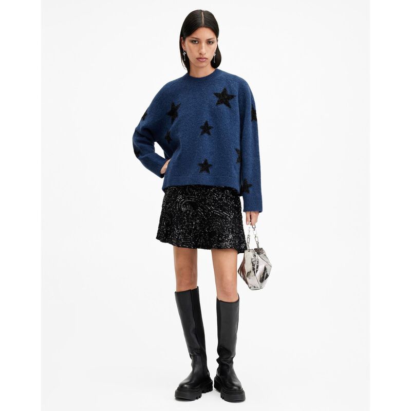 AllSaints Starlet Brushed Jacquard Print Jumper image number 3